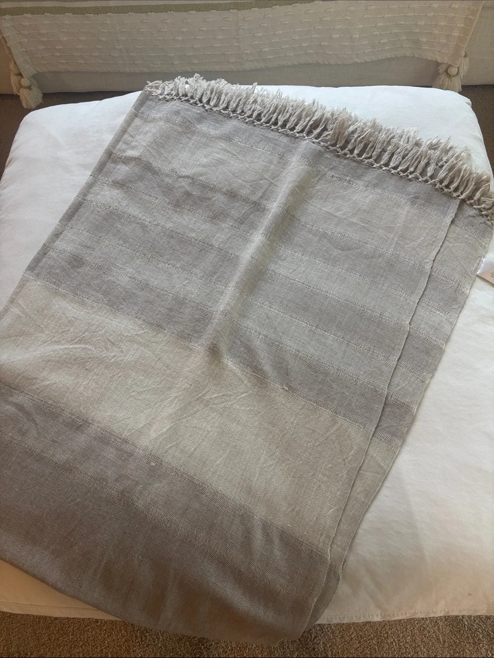 Cream Fringe Merino Wool Throw - Home Accents